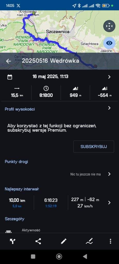 Locus Map mapa z trasą